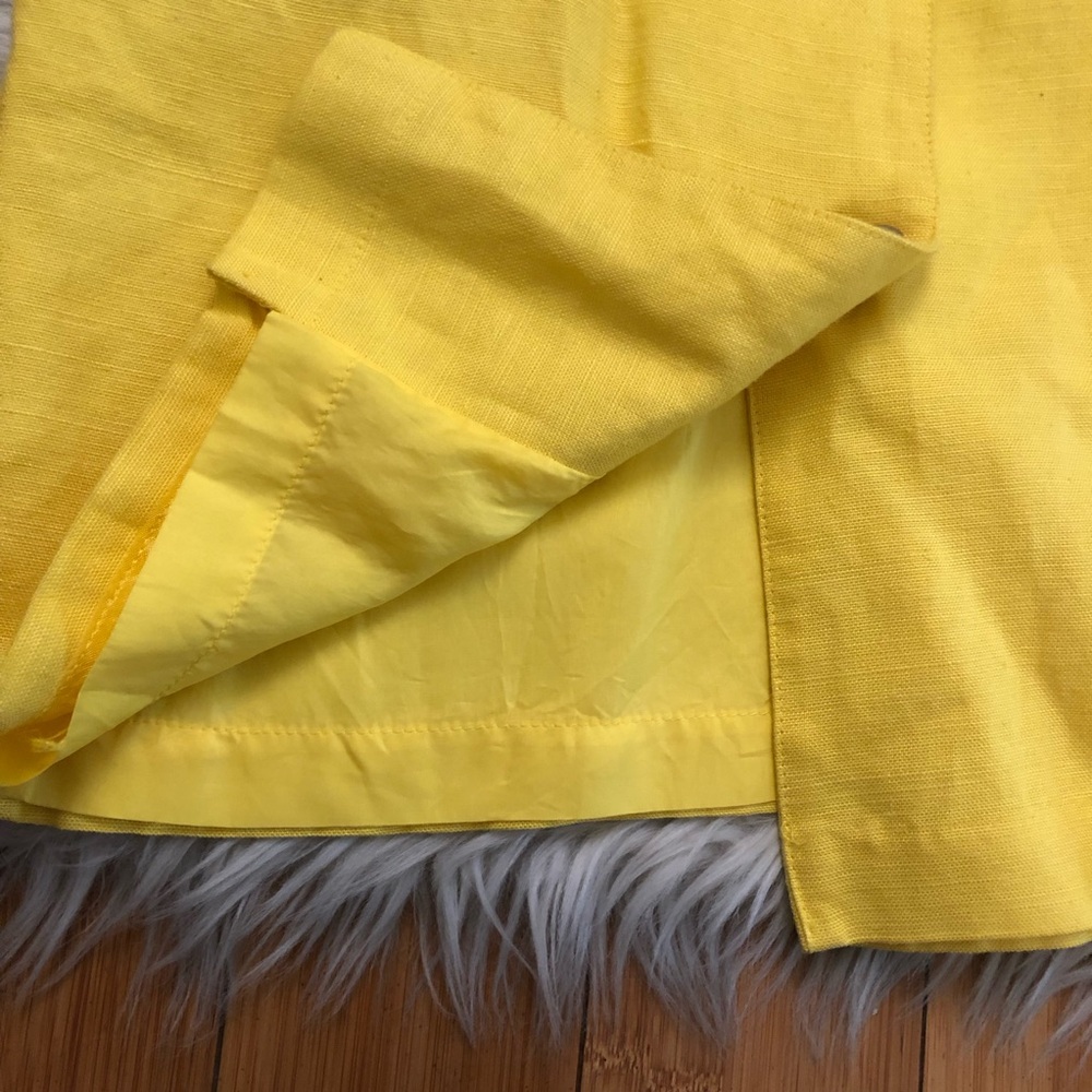 Geary Roark Kamisato Linen Blend Racerback Yellow Sleeveless Button Down Dress 8 - Picture 9 of 13